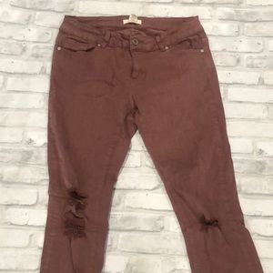 Blue asphalt destroyed skinny jeans